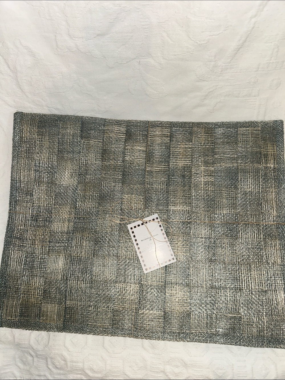 4 McKenzie-Childs Woven Textured Placemat - Gray and Tan